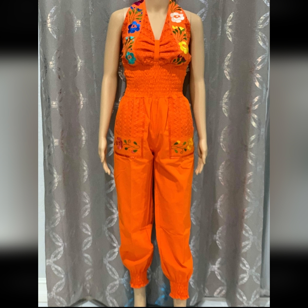 Mexican style embroidered jumpsuit